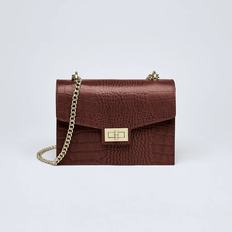 Sac bandoulière Peuplier en cuir croco
