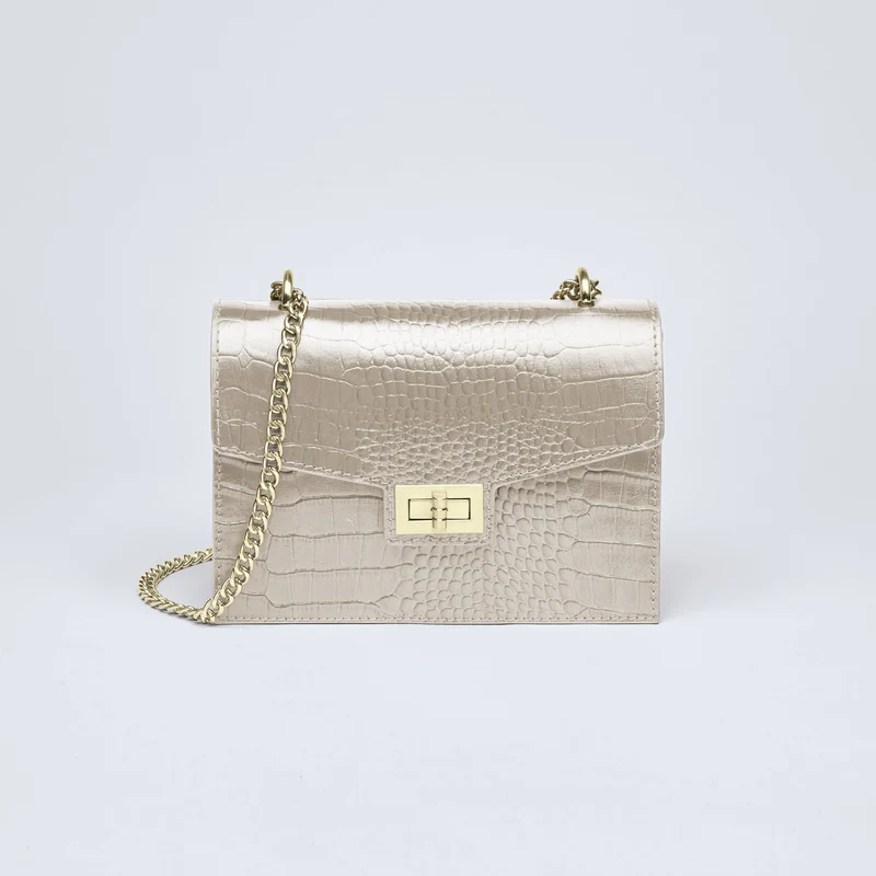 Sac bandoulière Peuplier en cuir croco