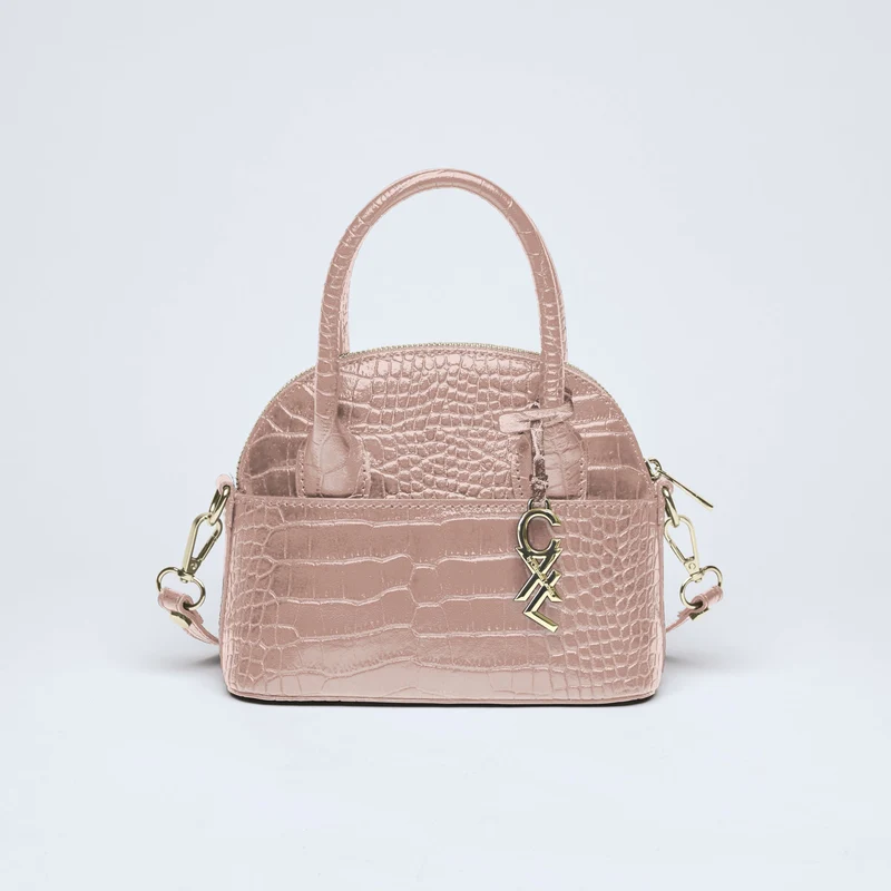 Petit sac bowling Bel-air en cuir croco