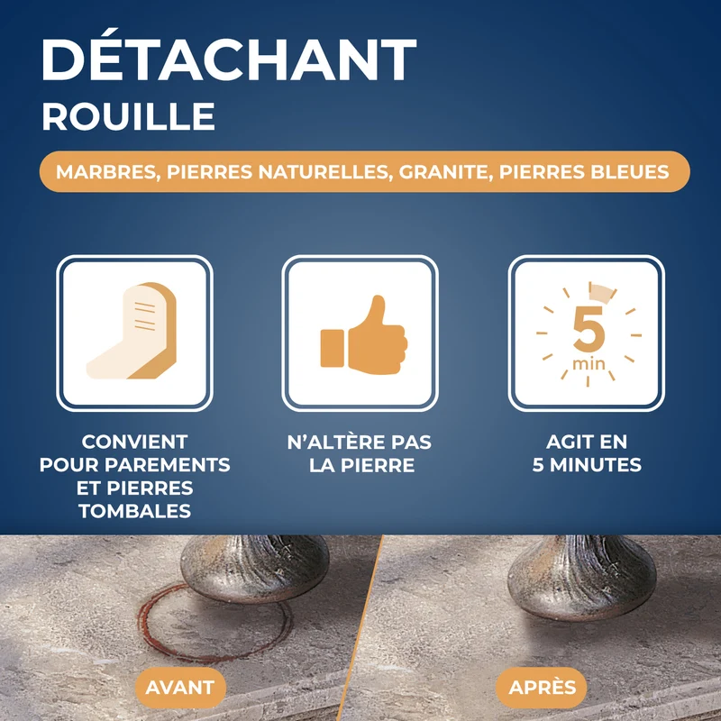 Détachant rouille pour marbre et pierres naturelles