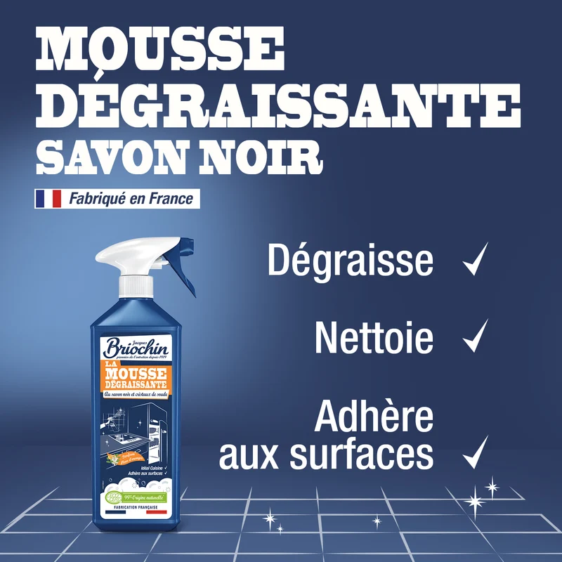 Mousse dégraissante au savon noir et cristaux de soude