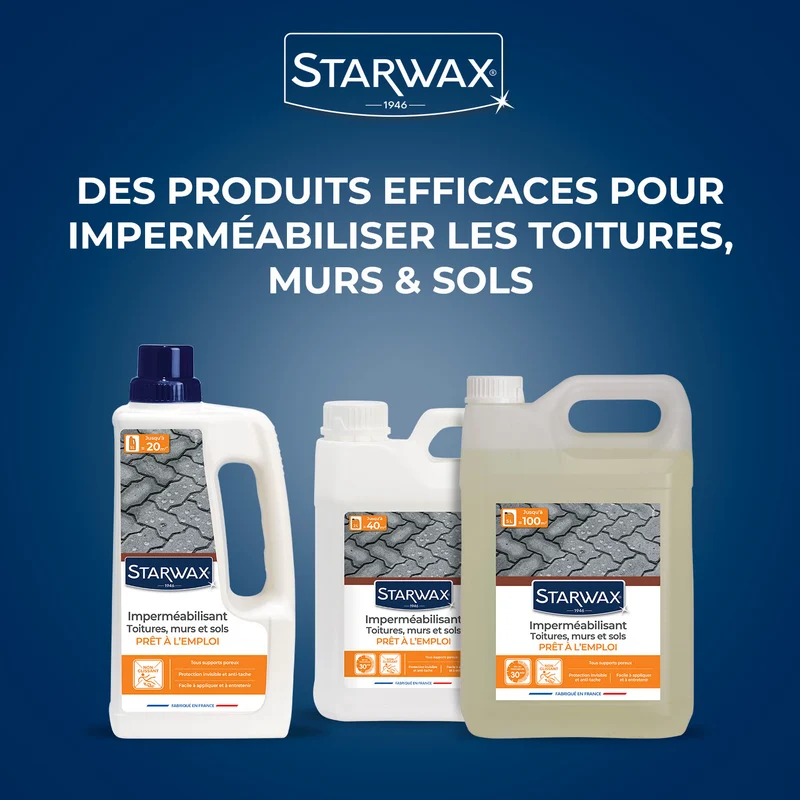 Imperméabilisant eau et graisses pour toitures, murs et sols extérieurs