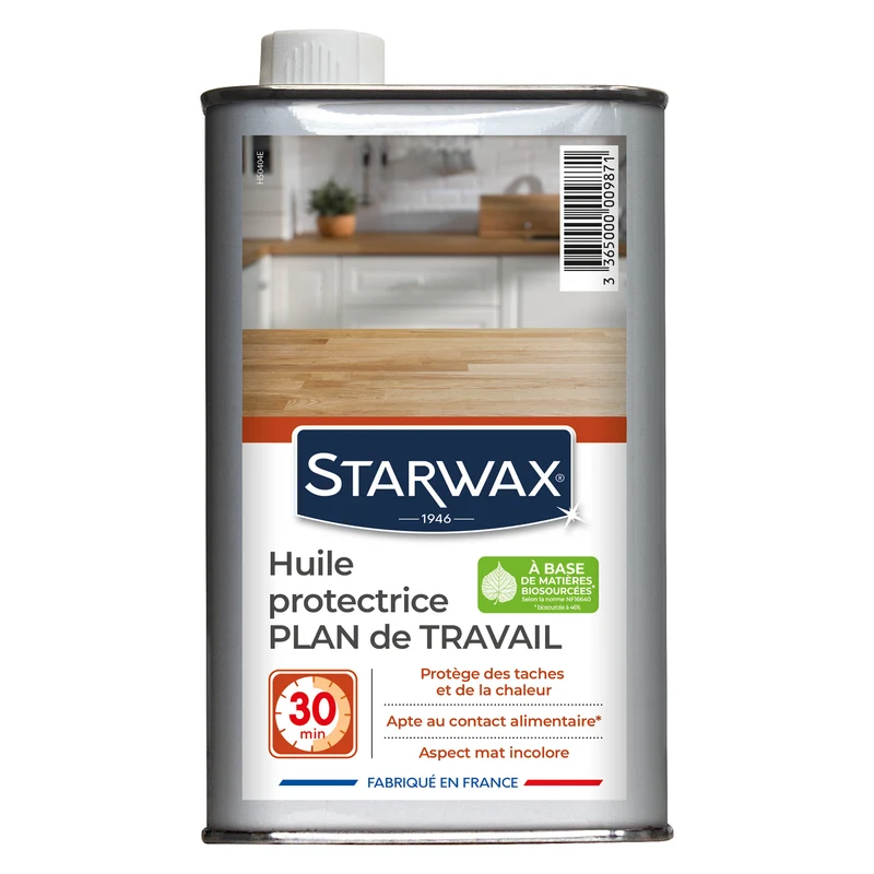 Huile protectrice pour plan de travail en bois huilé