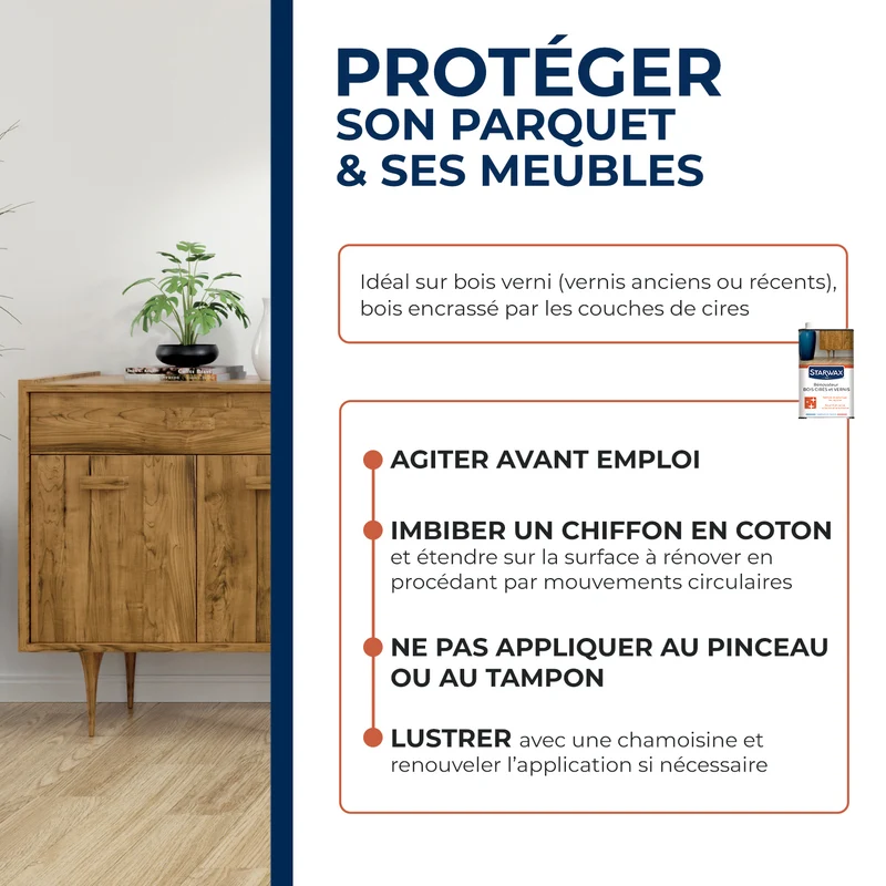 Rénovateur bois cirés et vernis pour mobilier intérieur