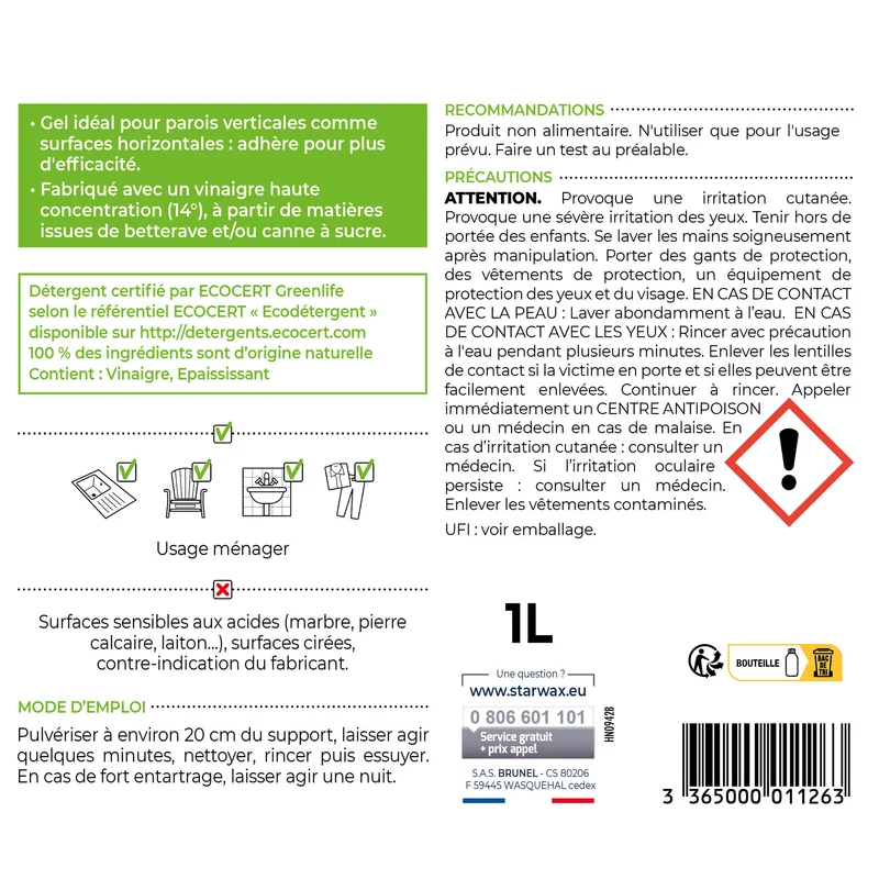Gel au vinaigre 14°