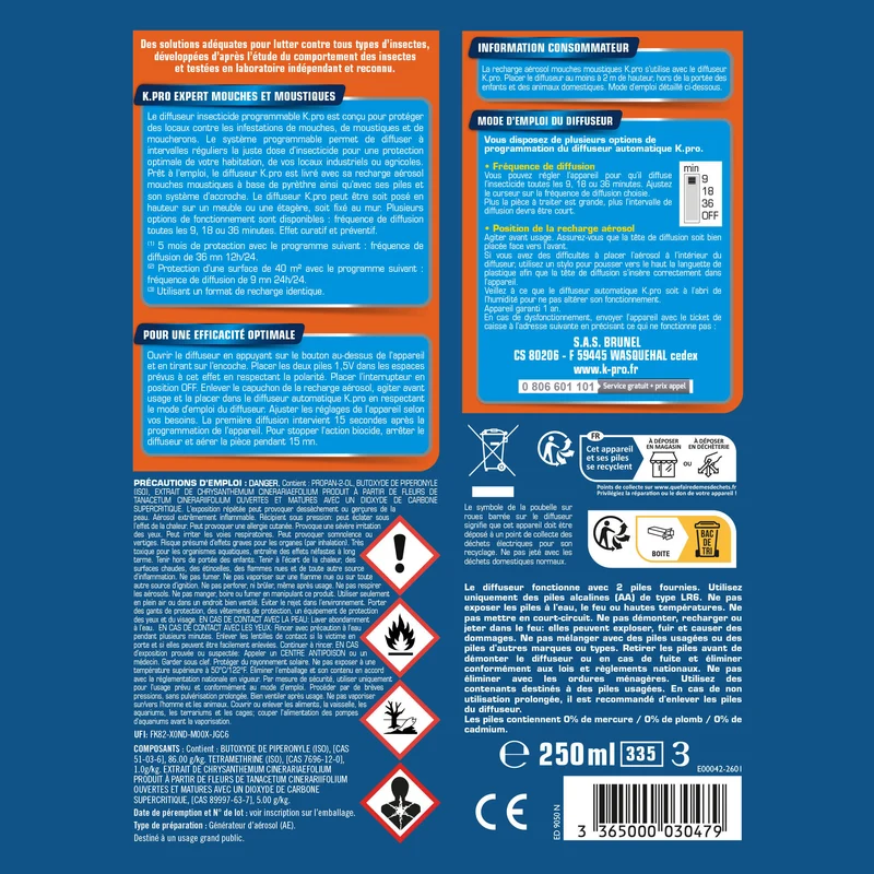 Diffuseur automatique contre les mouches et moustiques