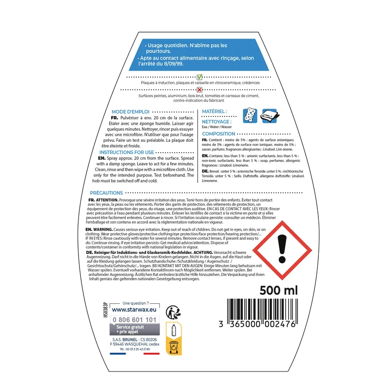 Nettoyant quotidien pour vitrocéramique et induction
