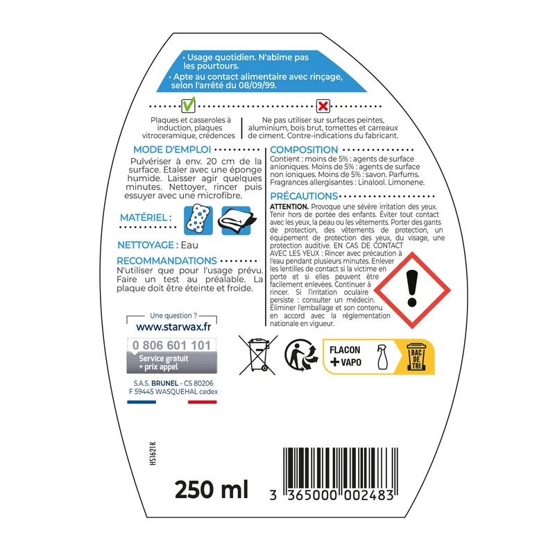 Nettoyant quotidien pour vitrocéramique et induction