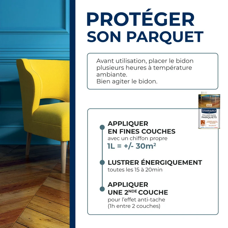 Cire Starlon anti-tache pour parquets cirés
