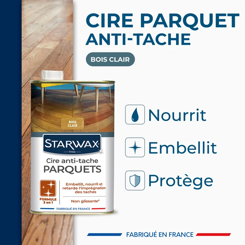 Cire Starlon anti-tache pour parquets cirés