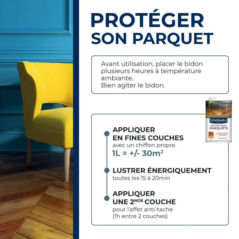 Cire Starlon anti-tache pour parquets cirés