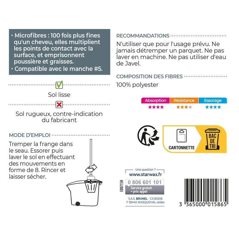 Frange microfibre pour sols lisses