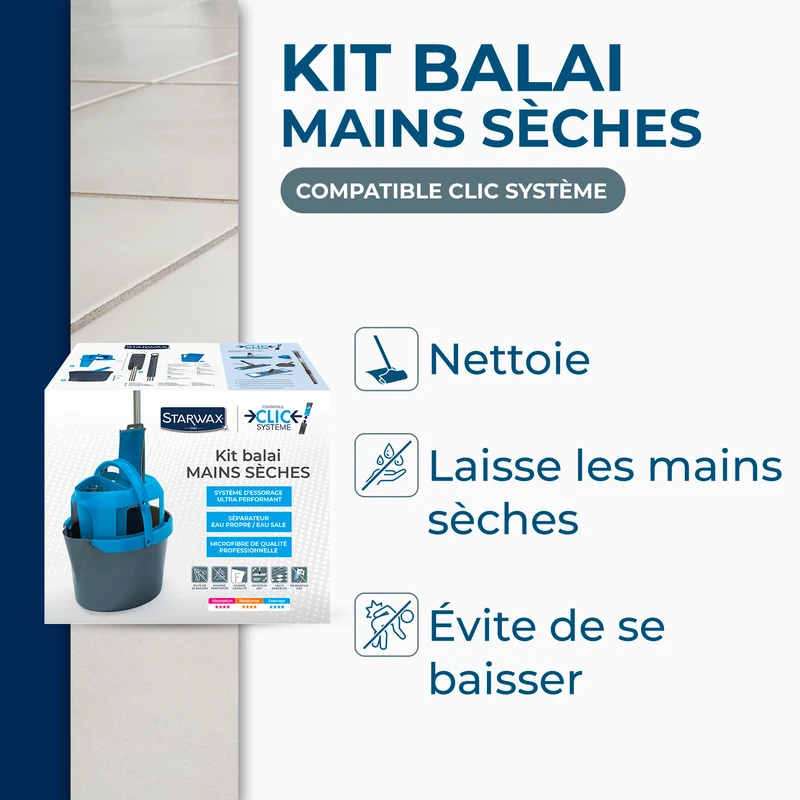 Kit balai mains sèche Clic système
