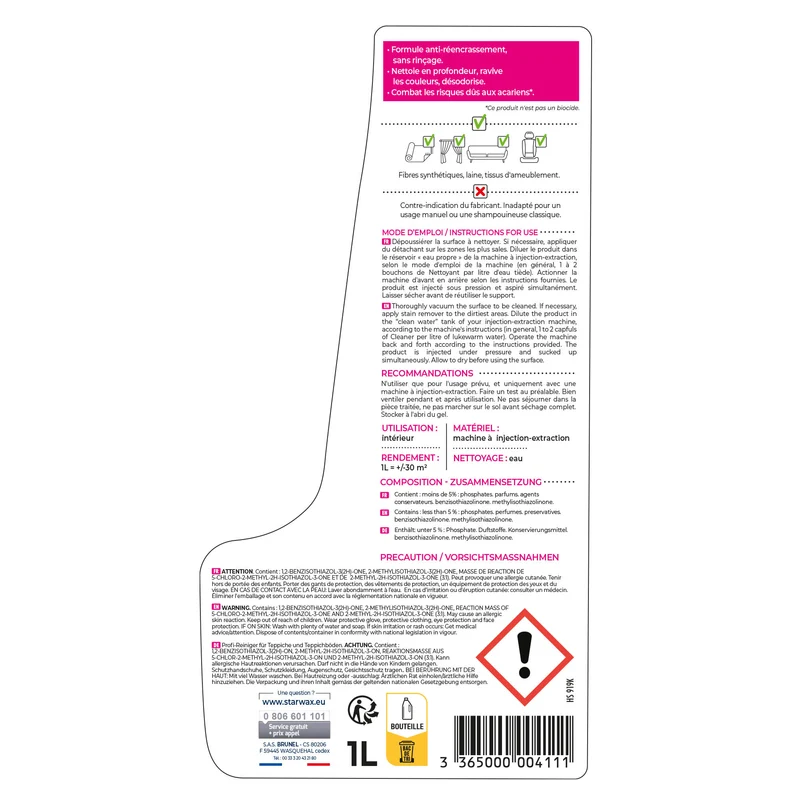 Nettoyant méthode "pro" pour tapis et moquettes
