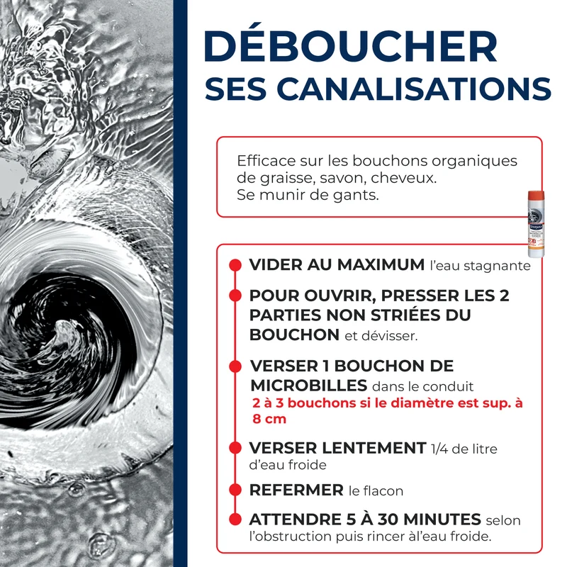 Déboucheur microbilles pour canalisations