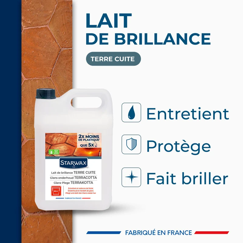 Lait de brillance pour tomettes et terres cuites