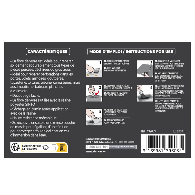 Répare perforations (tissu fibre verre tissée 270g)