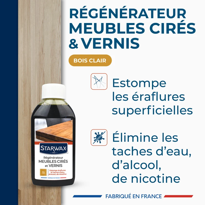 Régénérateur pour meubles cirés et vernis