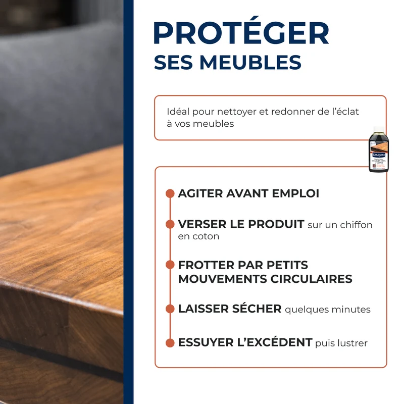 Régénérateur pour meubles cirés et vernis