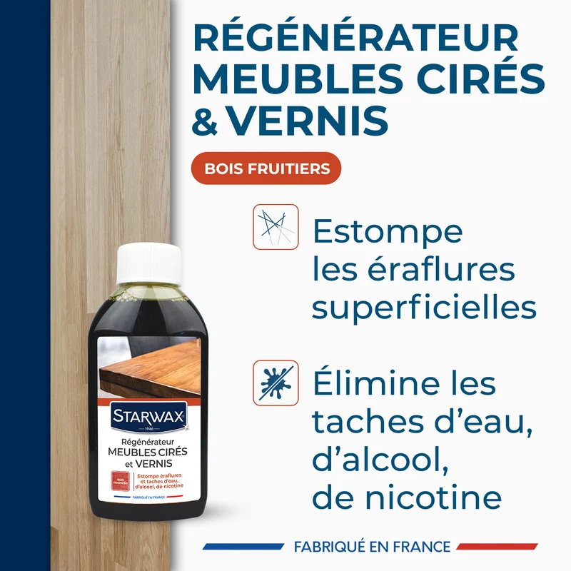 Régénérateur pour meubles cirés et vernis
