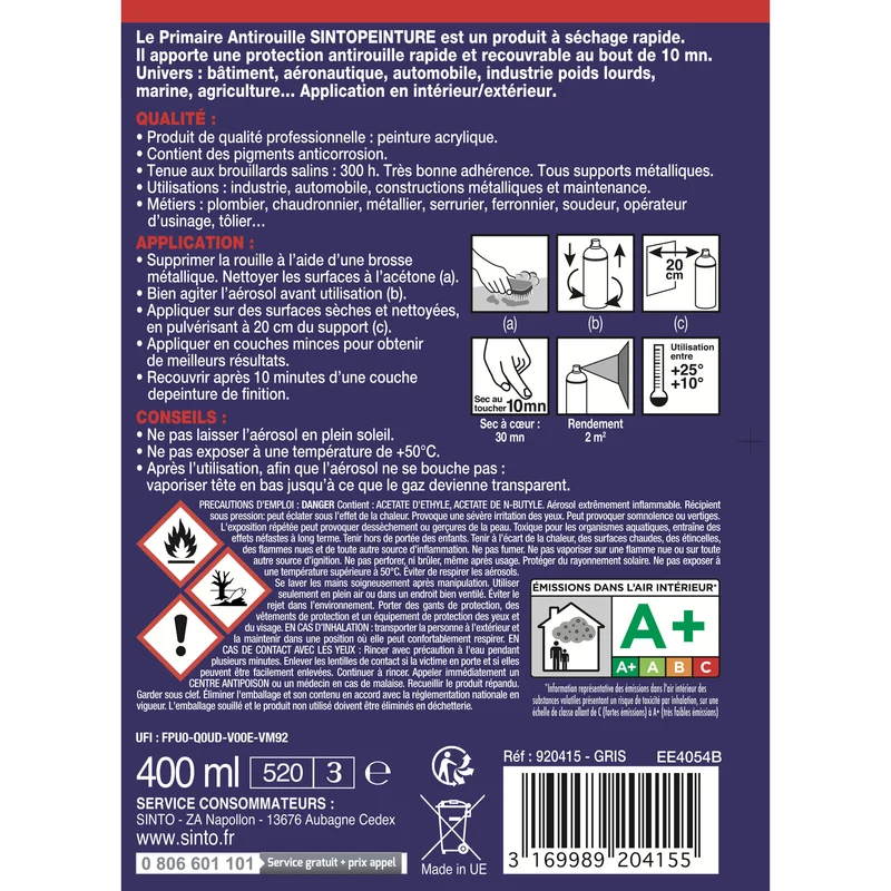Aérosol apprêt sous-couche