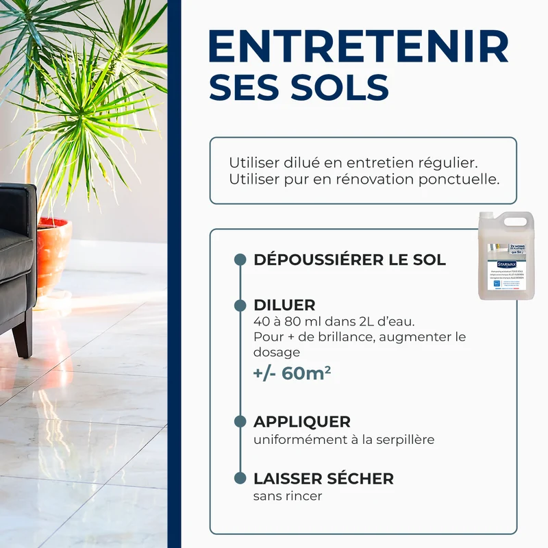 Shampooing autolustrant pour sols intérieurs