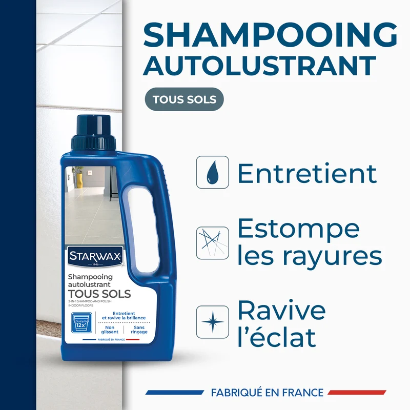 Shampooing autolustrant pour sols intérieurs