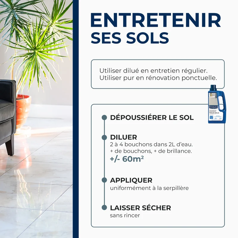Shampooing autolustrant pour sols intérieurs