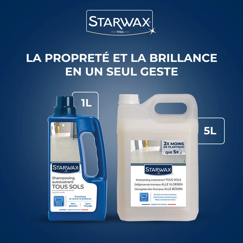 Shampooing autolustrant pour sols intérieurs