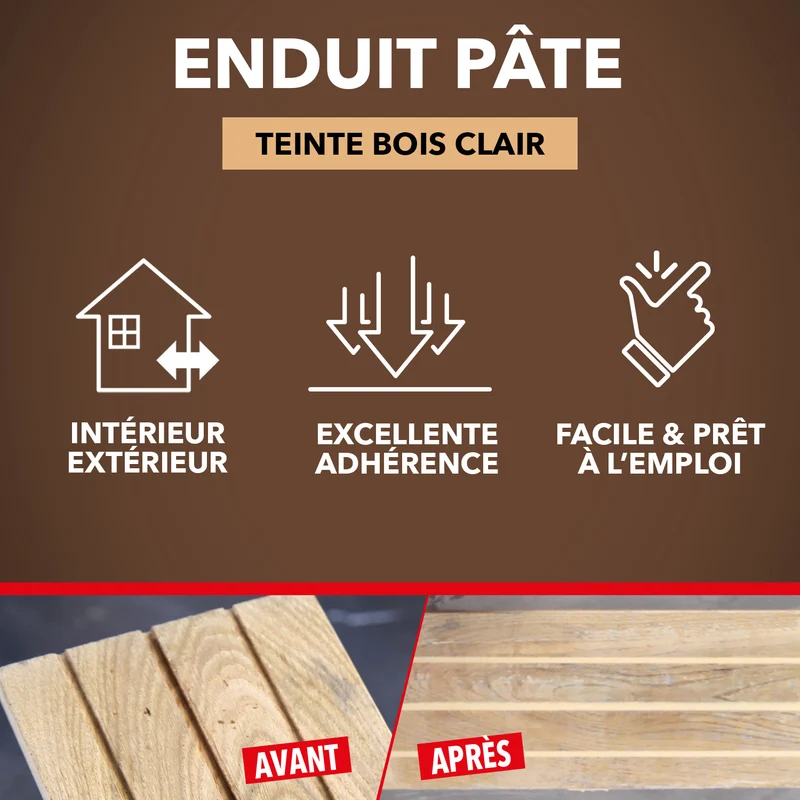 Reboucher gros trous et fissures dans le bois clair