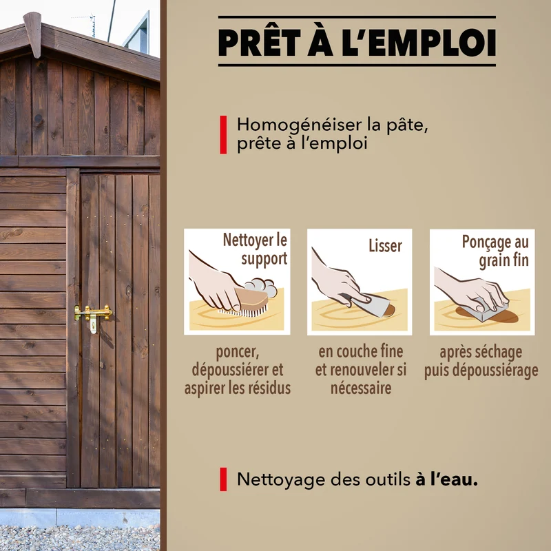 Reboucher gros trous et fissures dans le bois clair
