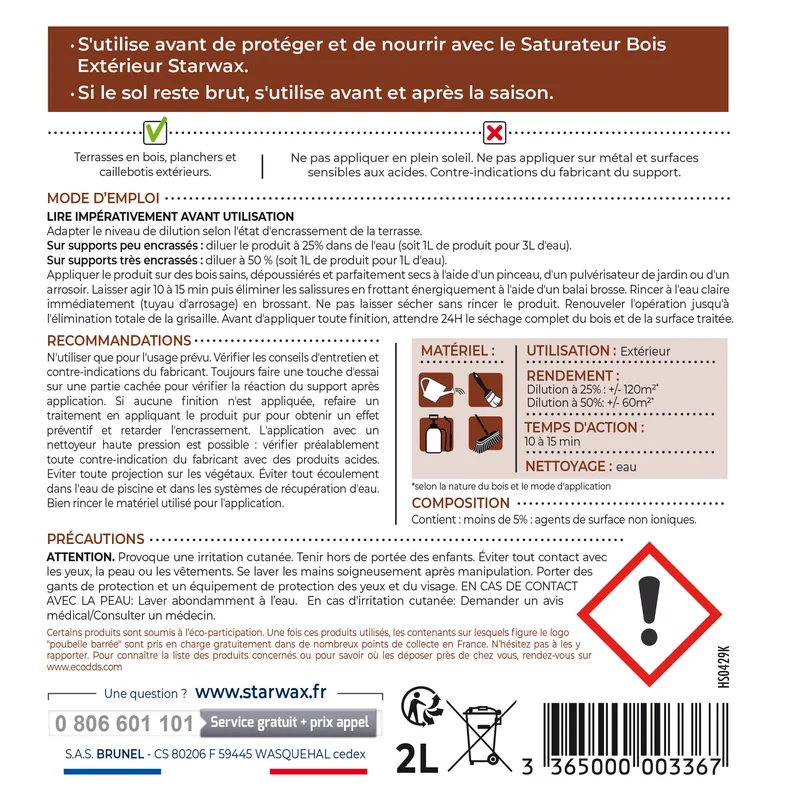 Dégrisant concentré pour terrasse en bois