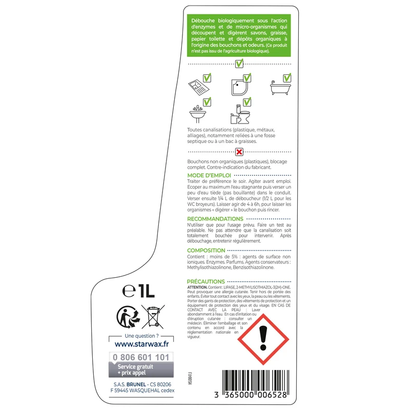 Déboucheur biologique pour canalisations