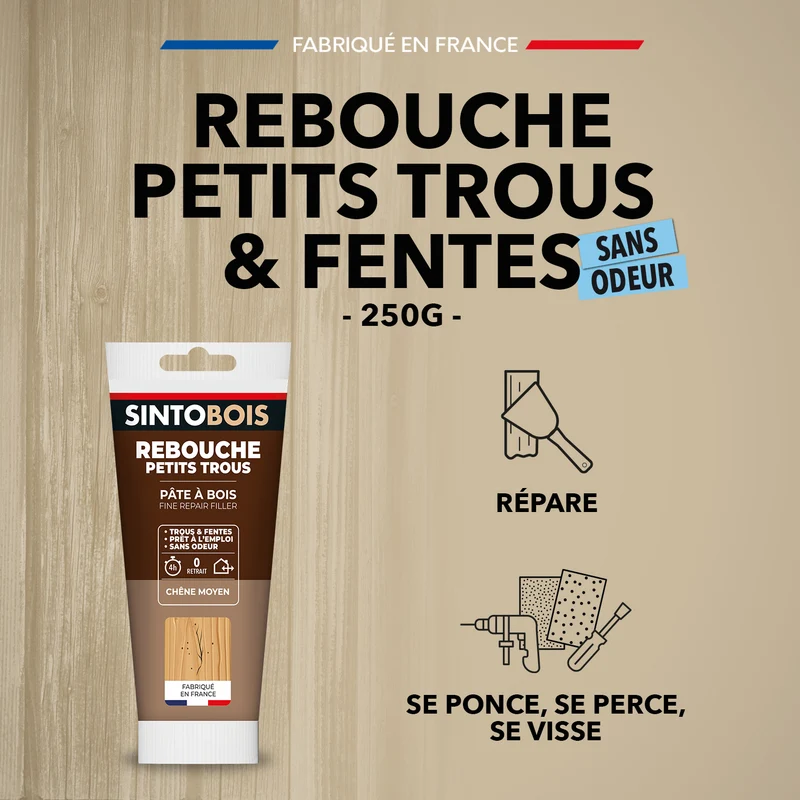 Rebouche imperfections - Pâte à bois naturel