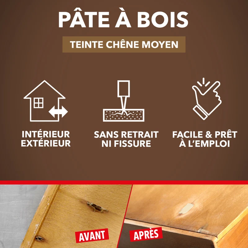 Rebouche imperfections - Pâte à bois naturel