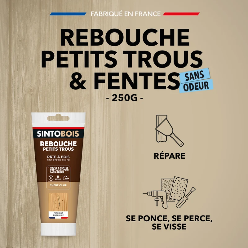 Rebouche imperfections - Pâte à bois naturel