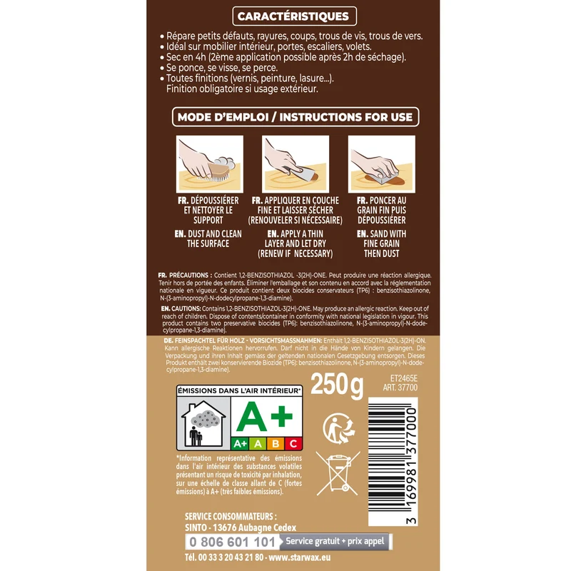 Rebouche imperfections - Pâte à bois naturel