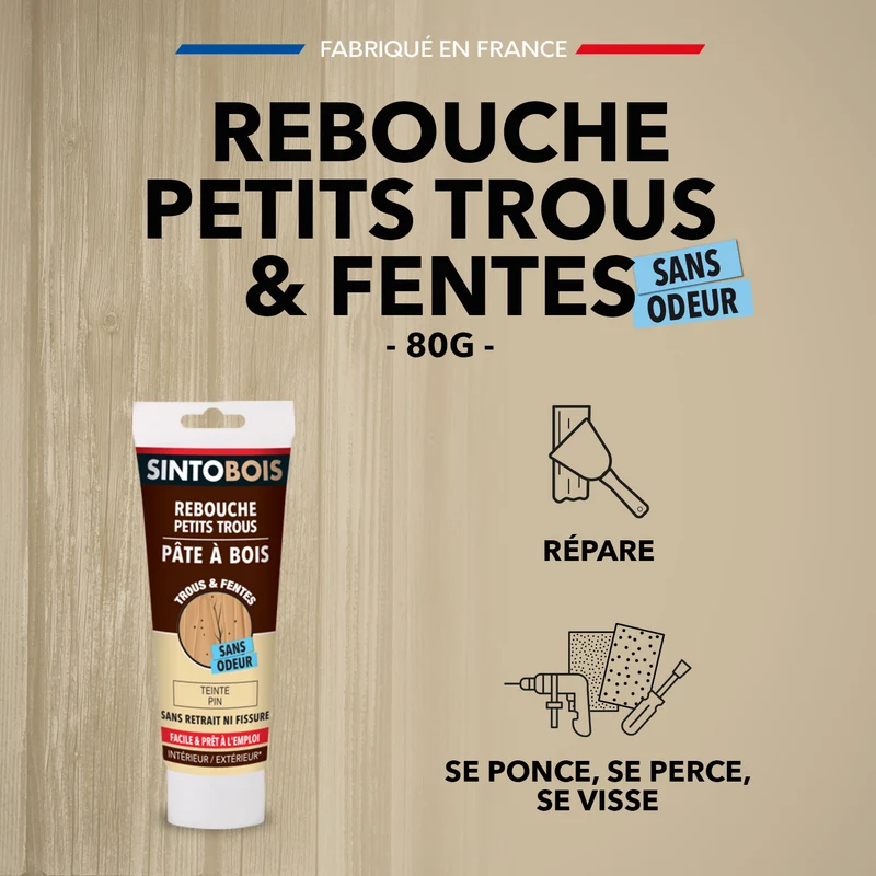 Rebouche imperfections - Pâte à bois naturel