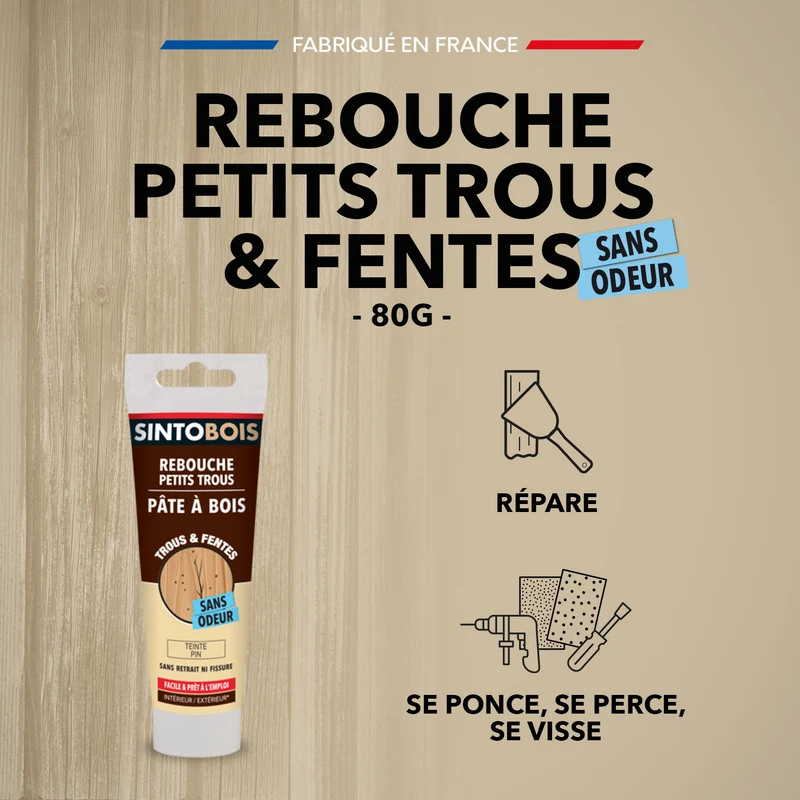 Rebouche imperfections - Pâte à bois naturel