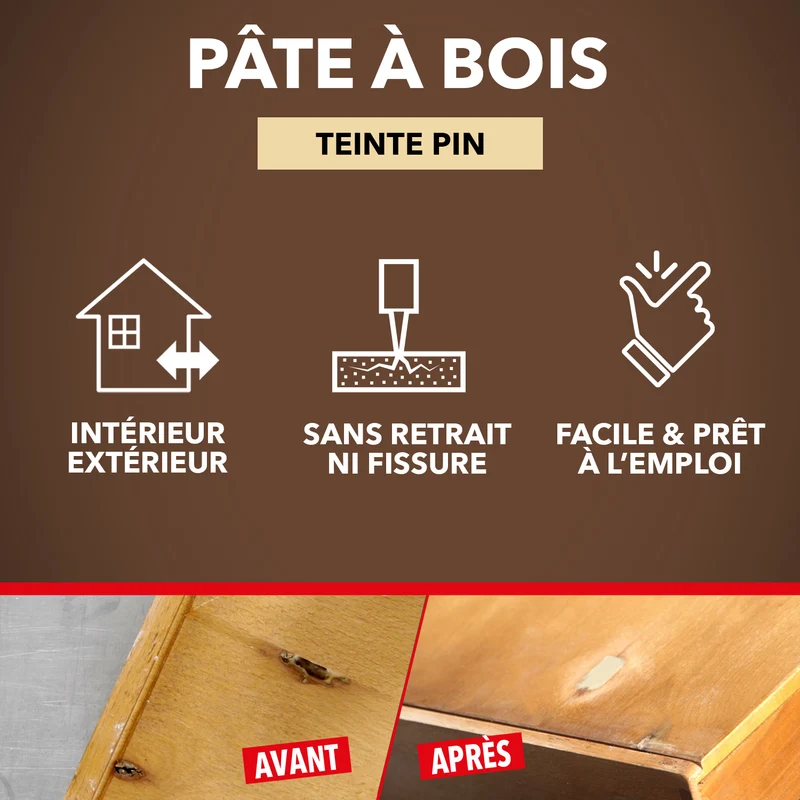 Rebouche imperfections - Pâte à bois naturel