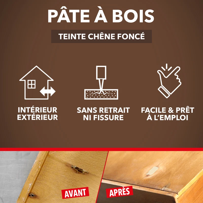 Rebouche imperfections - Pâte à bois naturel