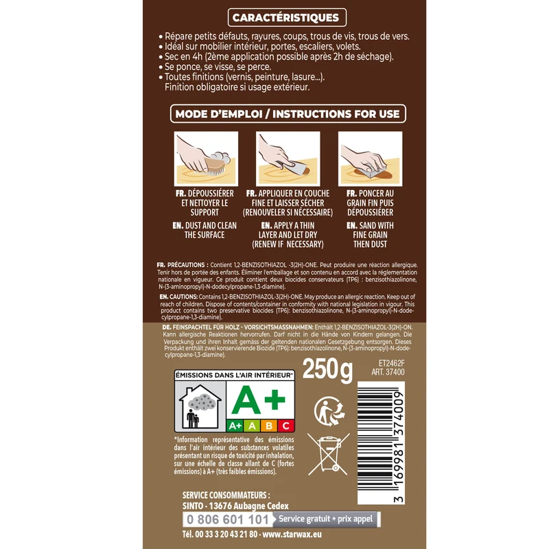 Rebouche imperfections - Pâte à bois naturel