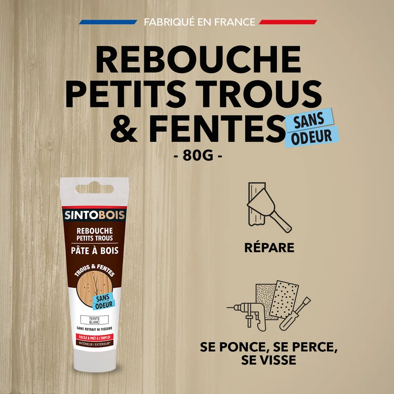 Rebouche imperfections - Pâte à bois naturel