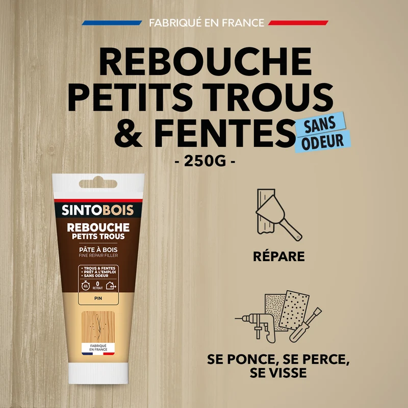 Rebouche imperfections - Pâte à bois naturel