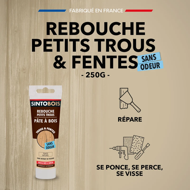 Rebouche imperfections - Pâte à bois naturel