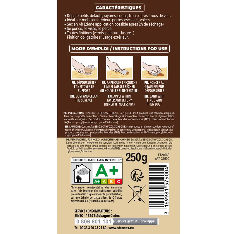 Rebouche imperfections - Pâte à bois naturel