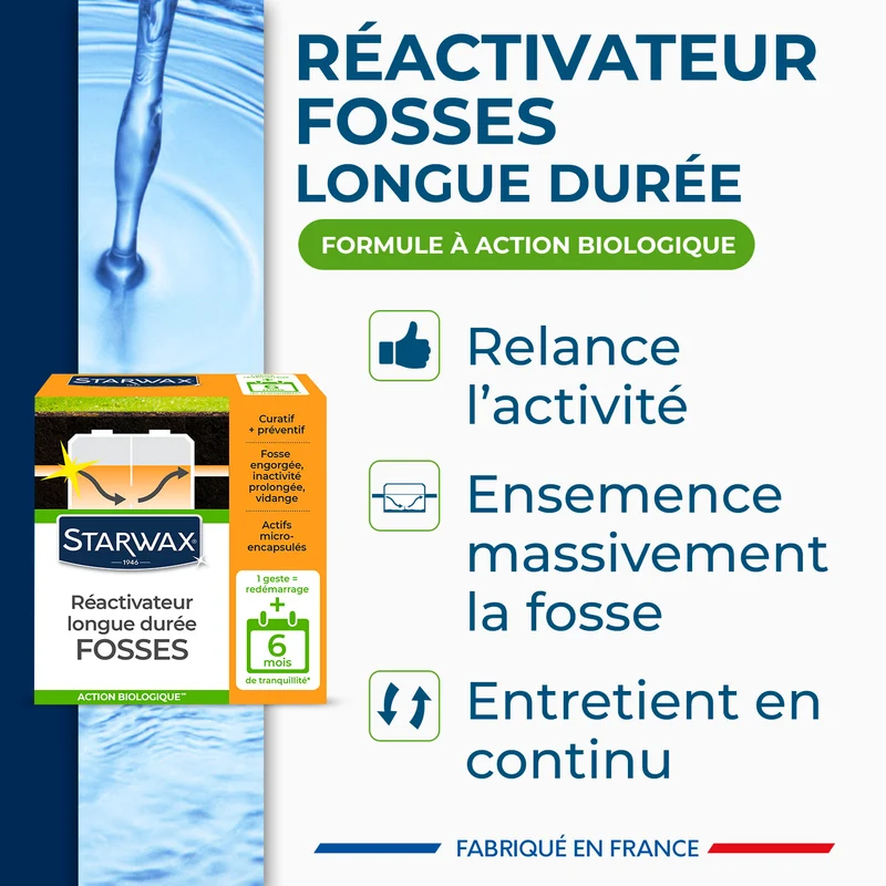 Ré-activateur longue durée pour fosses septiques