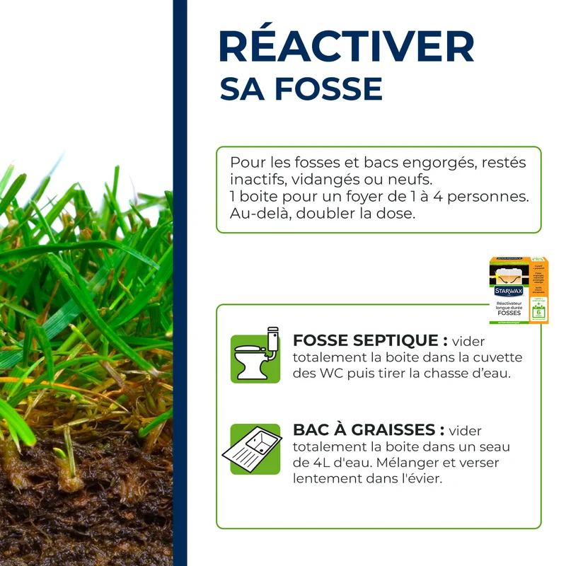 Ré-activateur longue durée pour fosses septiques