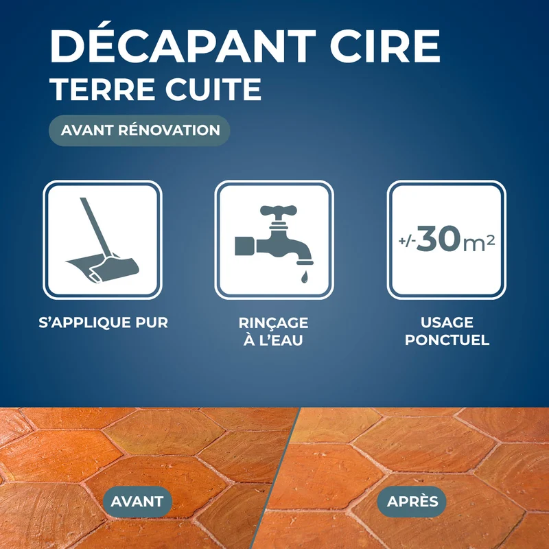 Décapant cire avant rénovation pour tomettes et terres cuites