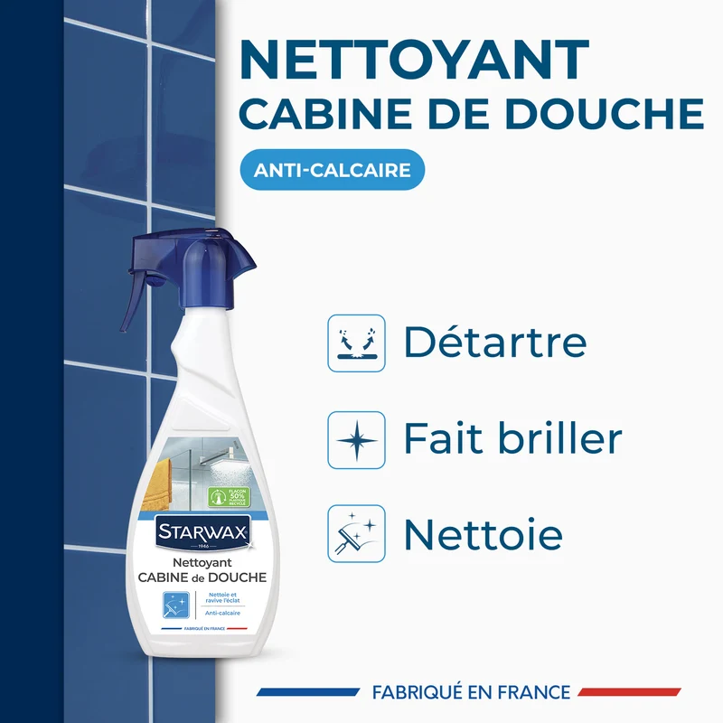 Nettoyant anti-calcaire pour cabine de douche